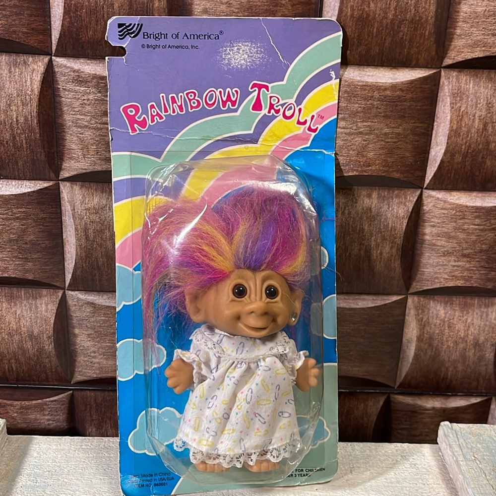 Vintage Rainbow Troll Doll with Multicolor Hair